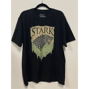 Men's Game Of Thrones Stark Graphic Crewneck Cotton T-Shirt Black Size XL